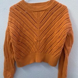 Yellow cropped open-knitted old navy top